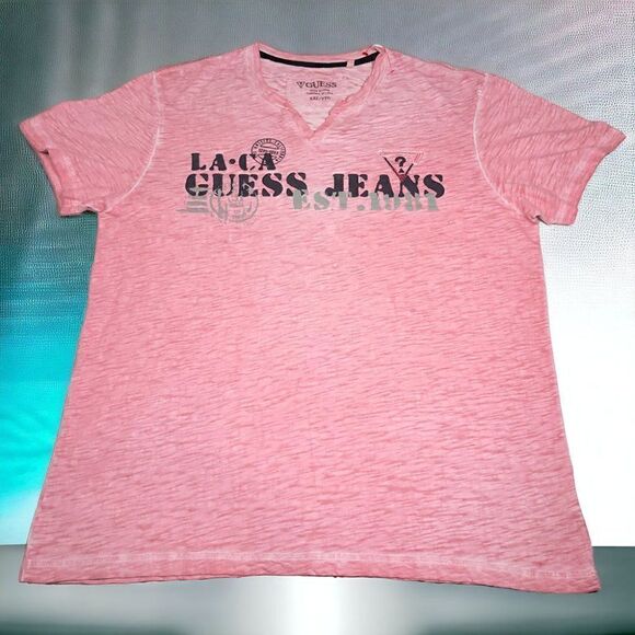 Guess Jeans vintage 2D pink LA CA short sleeve top shirt - Picture 1 of 5